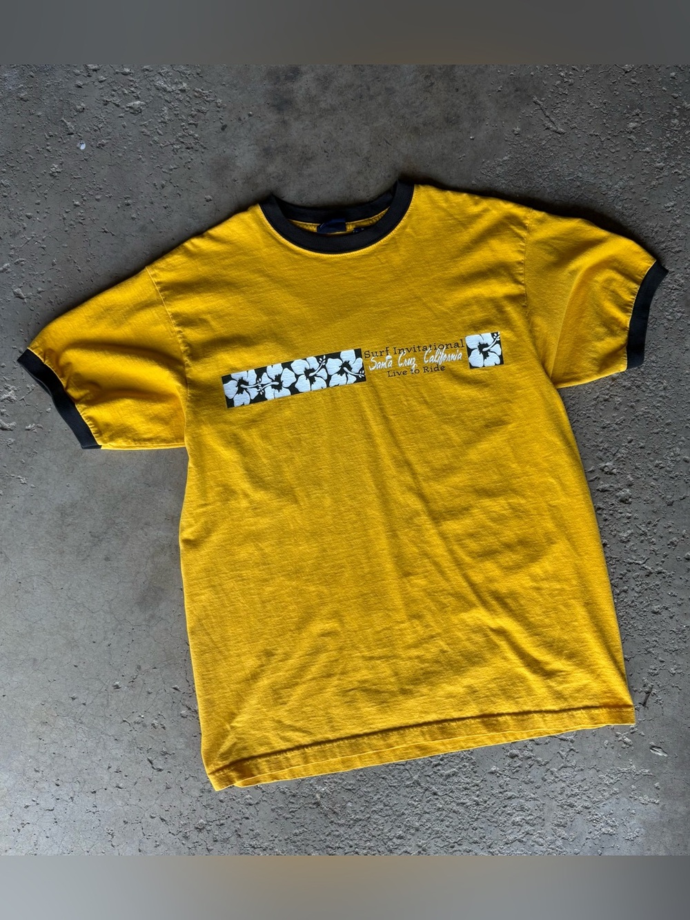Vintage Sonoma Yellow Ringer Floral Surfwear Classic Graphic Beach T-Shirt L